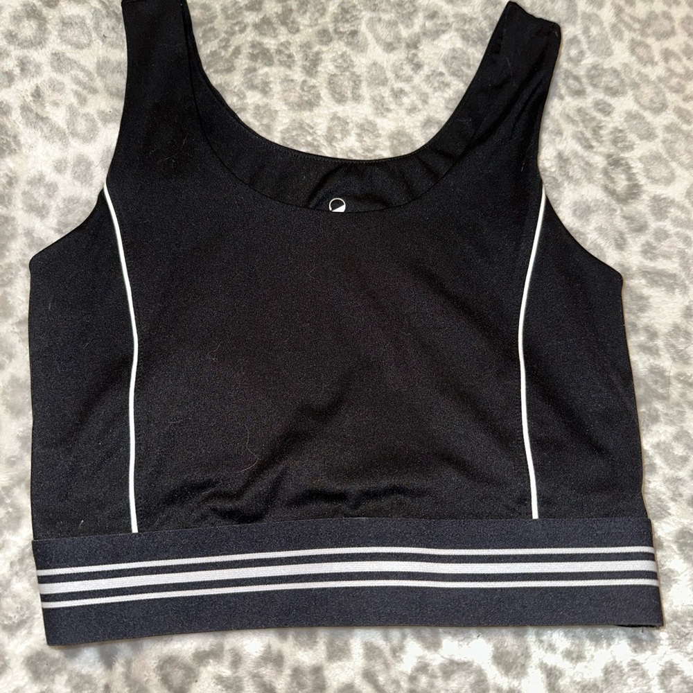 Lou & Grey Black Crop Top with White Accents